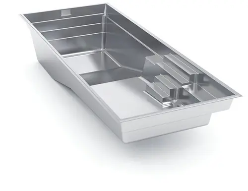 3D image of The Grand rectangular fiberglass composite pool shell, available at Leisure Pools Athens